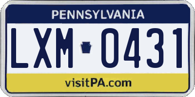 PA license plate LXM0431