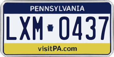 PA license plate LXM0437