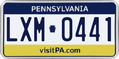 PA license plate LXM0441