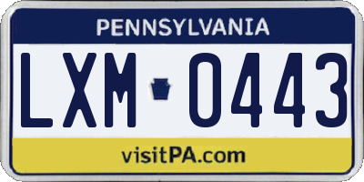 PA license plate LXM0443
