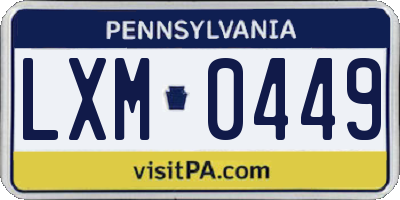 PA license plate LXM0449