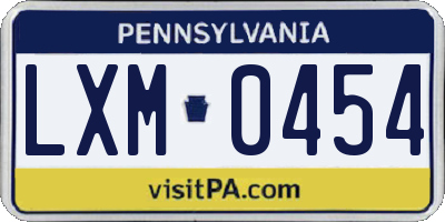 PA license plate LXM0454