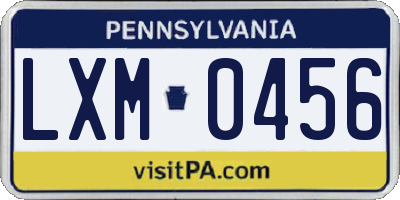 PA license plate LXM0456