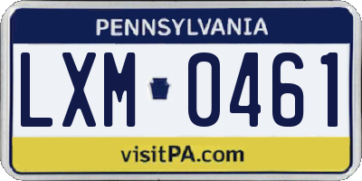 PA license plate LXM0461