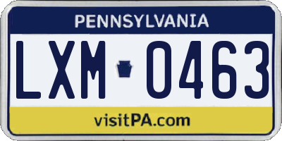 PA license plate LXM0463