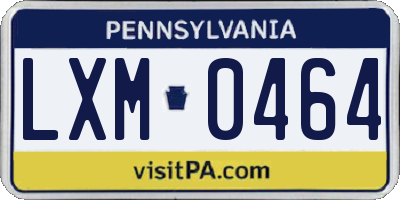 PA license plate LXM0464