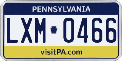 PA license plate LXM0466