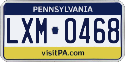 PA license plate LXM0468