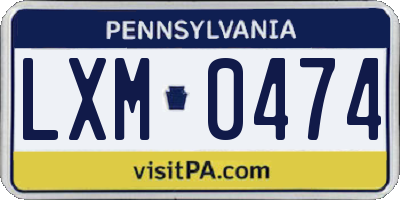 PA license plate LXM0474