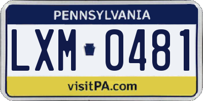 PA license plate LXM0481