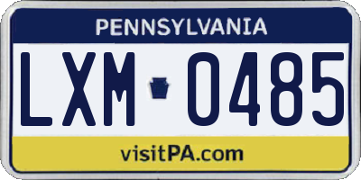 PA license plate LXM0485