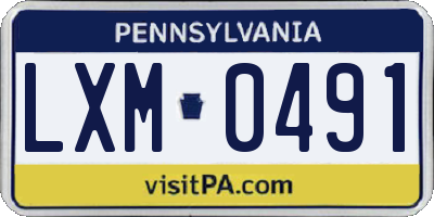 PA license plate LXM0491