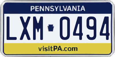 PA license plate LXM0494