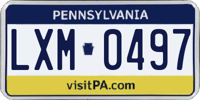 PA license plate LXM0497