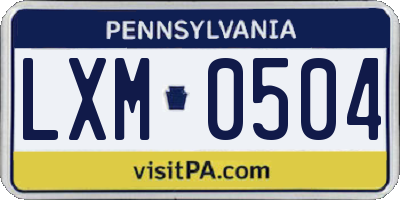 PA license plate LXM0504