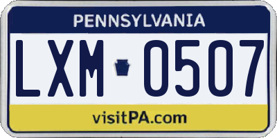PA license plate LXM0507