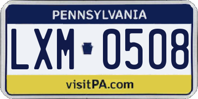 PA license plate LXM0508