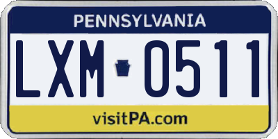 PA license plate LXM0511