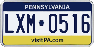 PA license plate LXM0516