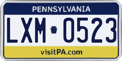 PA license plate LXM0523