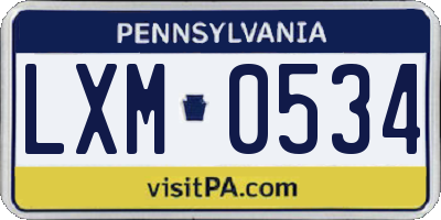 PA license plate LXM0534
