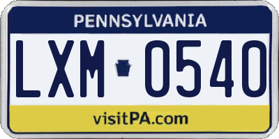 PA license plate LXM0540