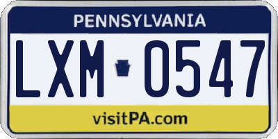 PA license plate LXM0547