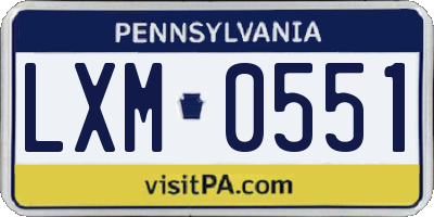 PA license plate LXM0551