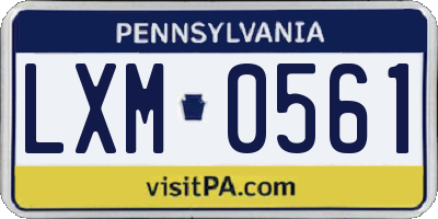 PA license plate LXM0561