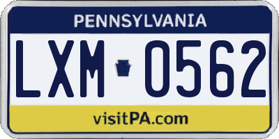 PA license plate LXM0562