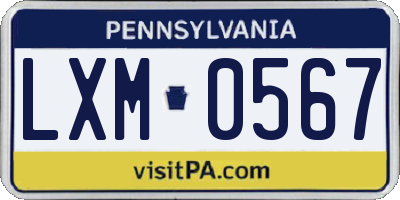 PA license plate LXM0567