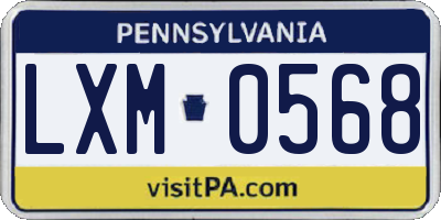 PA license plate LXM0568