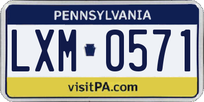 PA license plate LXM0571
