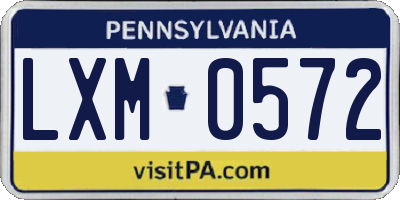 PA license plate LXM0572
