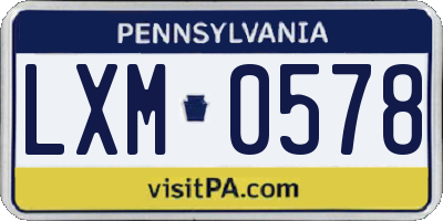 PA license plate LXM0578