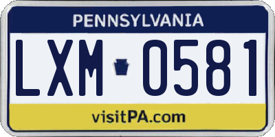 PA license plate LXM0581
