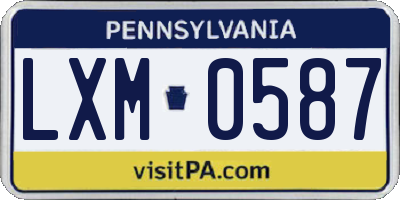 PA license plate LXM0587