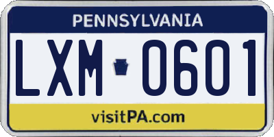 PA license plate LXM0601