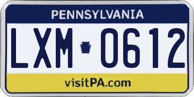 PA license plate LXM0612