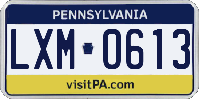 PA license plate LXM0613