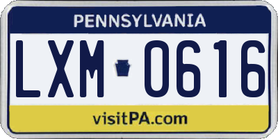 PA license plate LXM0616