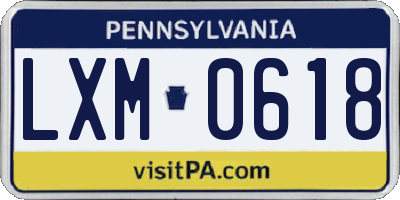PA license plate LXM0618