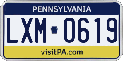 PA license plate LXM0619