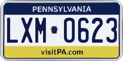 PA license plate LXM0623