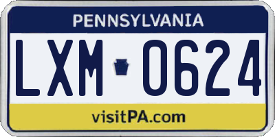 PA license plate LXM0624