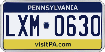 PA license plate LXM0630