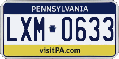 PA license plate LXM0633