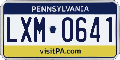 PA license plate LXM0641
