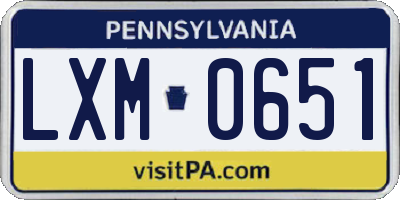 PA license plate LXM0651