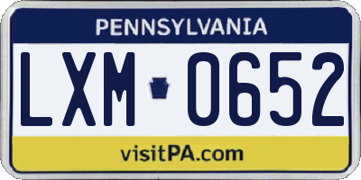 PA license plate LXM0652